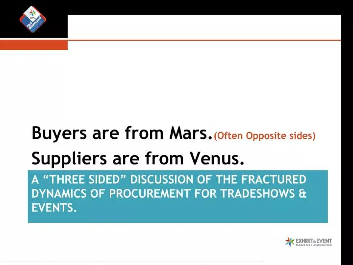 a three sided discussion of the fractured dynamics of procurement for tradeshows events