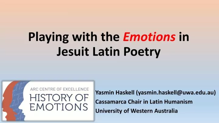 playing with the emotions in jesuit latin poetry