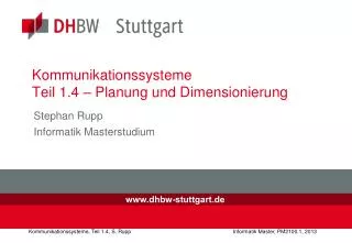 Kommunikationssysteme Teil 1.4 – Planung und Dimensionierung