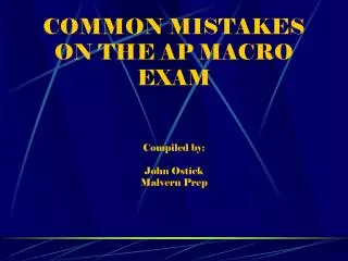 COMMON MISTAKES ON THE AP MACRO EXAM Compiled by: John Ostick Malvern Prep