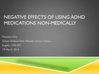 Negative Effects of Using Adhd medications non-medically