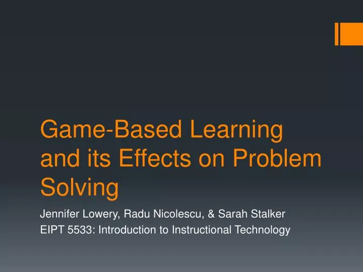 game based learning and its effects on problem solving