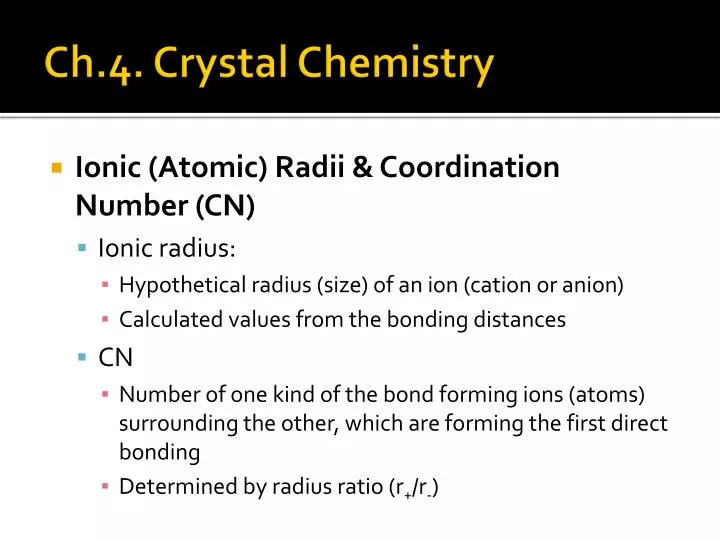 ch 4 crystal chemistry