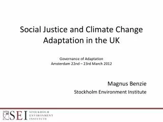 Magnus Benzie Stockholm Environment Institute