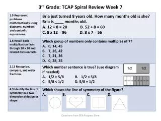 3 rd Grade: TCAP Spiral Review Week 7