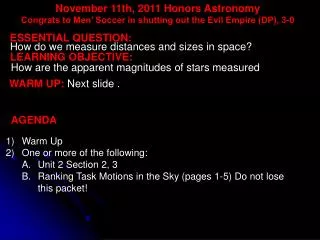 November 11th, 2011 Honors Astronomy