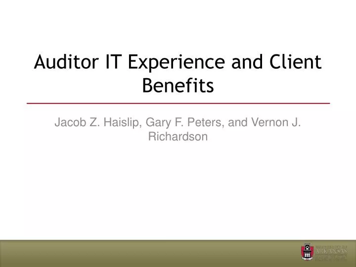 auditor it experience and client benefits