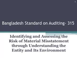 Bangladesh Standard on Auditing- 315