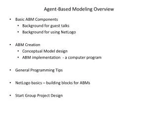 Agent-Based Modeling Overview