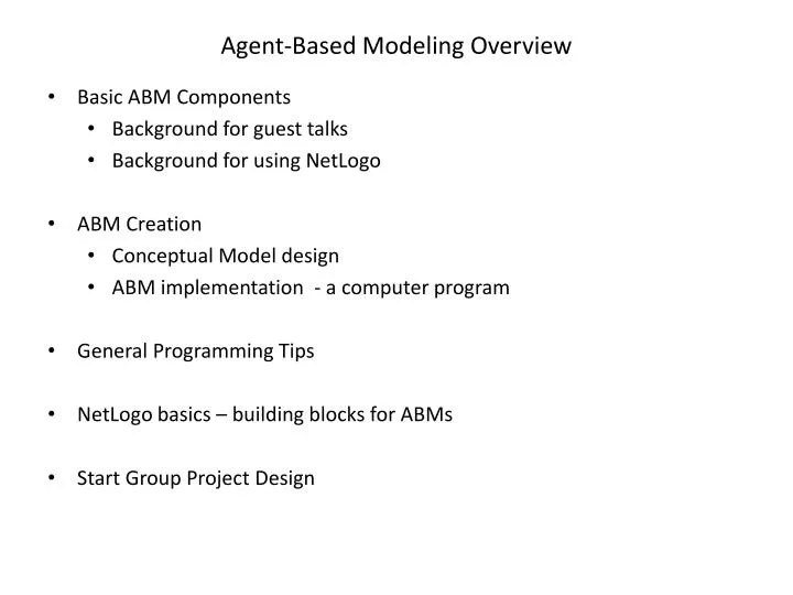 agent based modeling overview