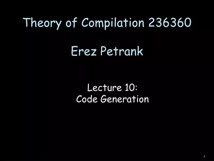 lecture 10 code generation