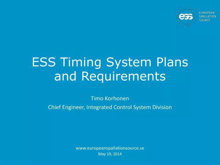 ess timing system plans and requirements