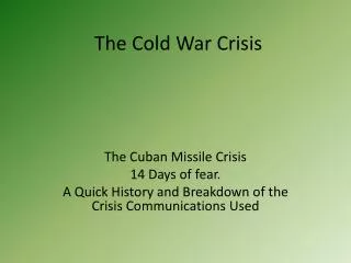 The Cold War Crisis