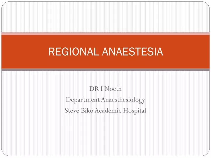 regional anaestesia