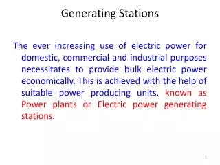 Generating Stations