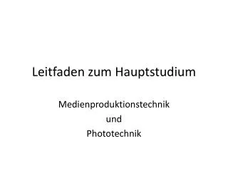 leitfaden zum hauptstudium