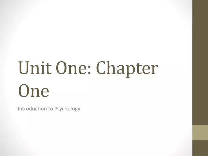 unit one chapter one