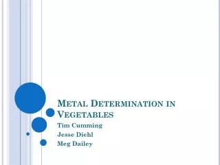 Metal Determination in Vegetables