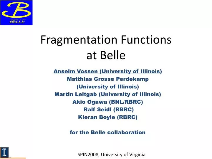 fragmentation functions at belle