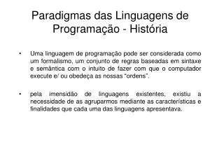 paradigmas das linguagens de programa o hist ria