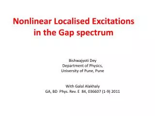 Nonlinear Localised Excitations in the Gap spectrum