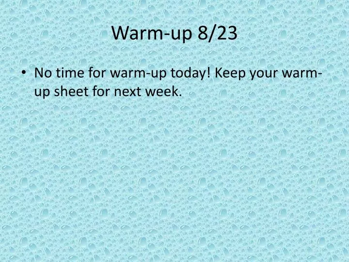 warm up 8 23