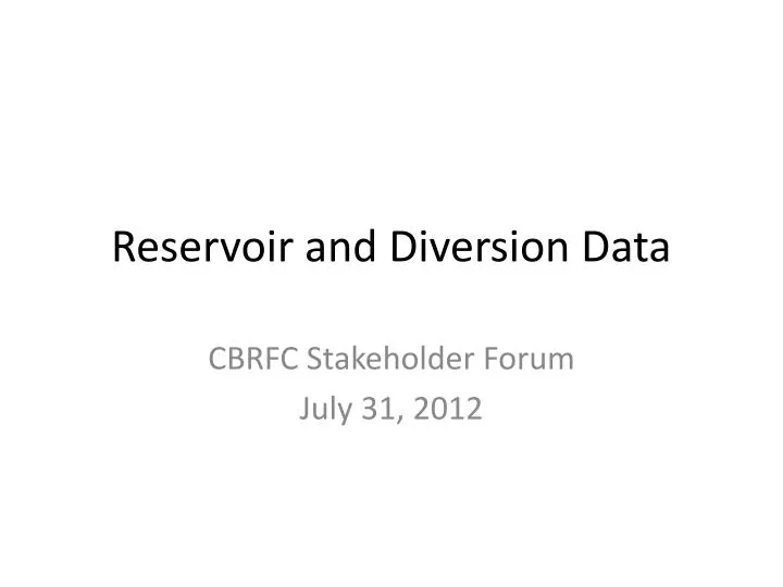 reservoir and diversion data