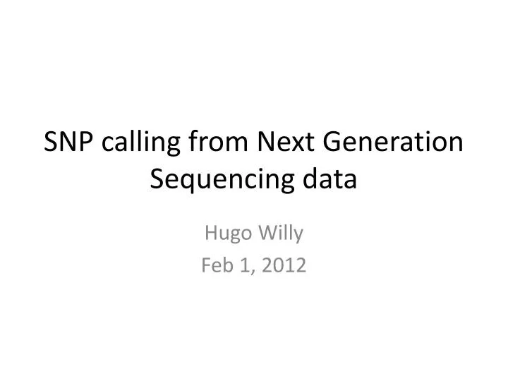 snp calling from next generation sequencing data