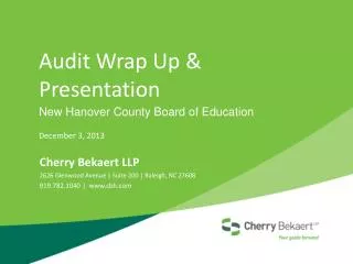 Audit Wrap Up &amp; Presentation