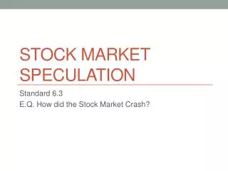 Stock Market Speculation