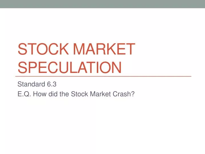 stock market speculation