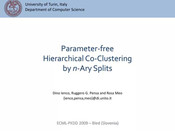 parameter free hierarchical co clustering by n ary splits