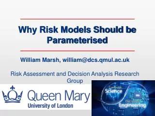 Why Risk Models Should be Parameterised