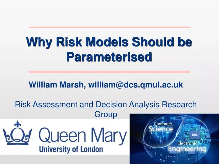 why risk models should be parameterised