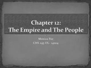 Chapter 12: The Empire and The People