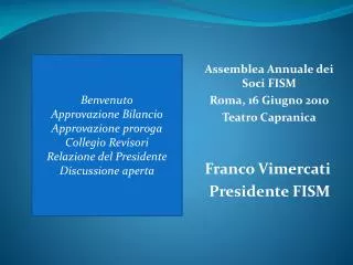 franco vimercati presidente fism