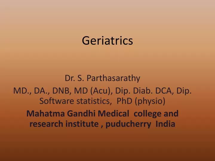 geriatrics