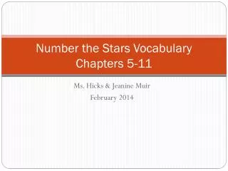 Number the Stars Vocabulary Chapters 5-11