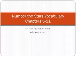 number the stars vocabulary chapters 5 11