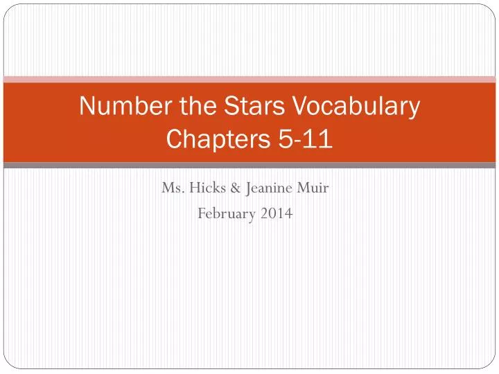 number the stars vocabulary chapters 5 11