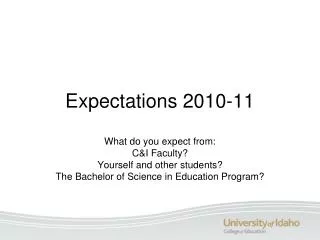 Expectations 2010-11