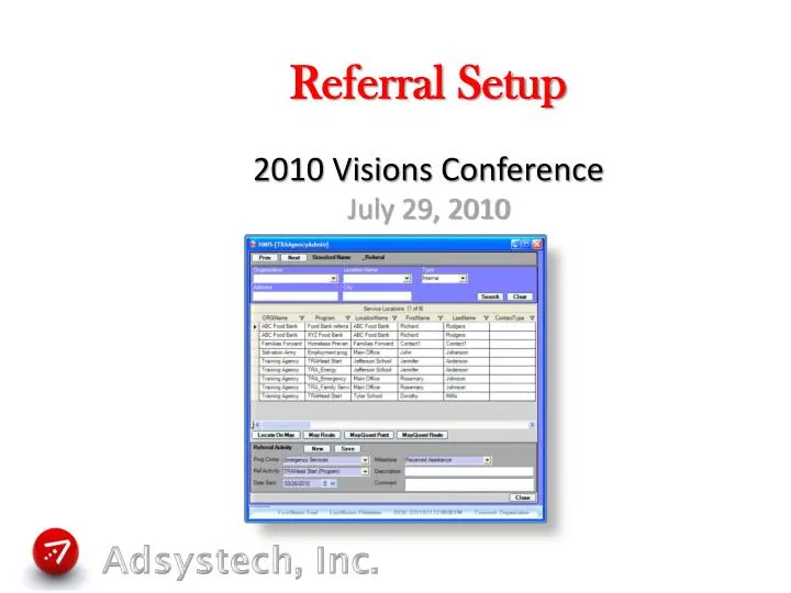 referral setup 2010 visions conference july 29 2010