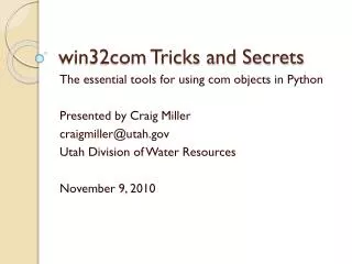 win32com Tricks and Secrets