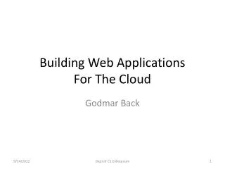Building Web Applications For The Cloud