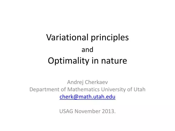 variational principles and optimality in nature