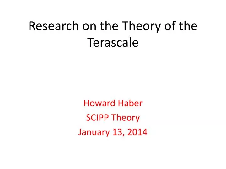 research on the theory of the terascale