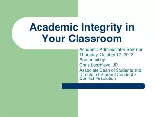 academic integrity in your classroom