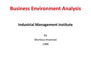 Business Environment Analysis