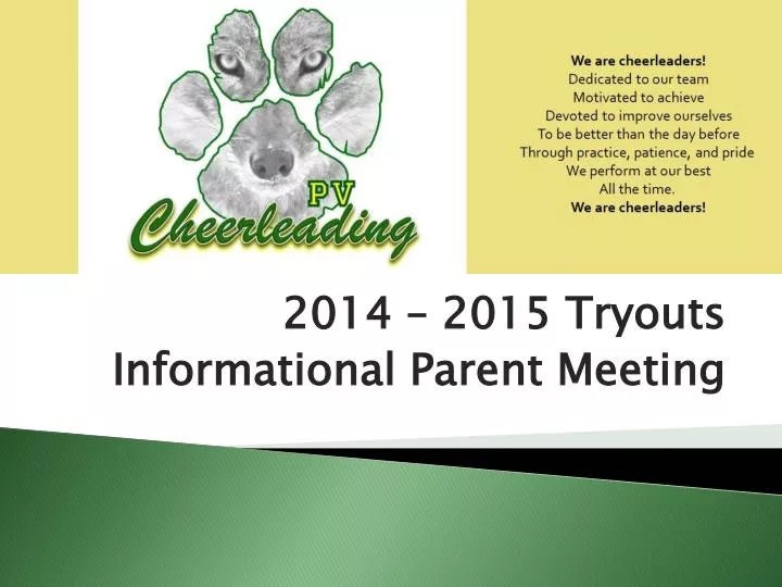 2014 2015 tryouts informational parent meeting