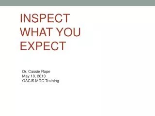 INSPECT WHAT YOU EXPECT